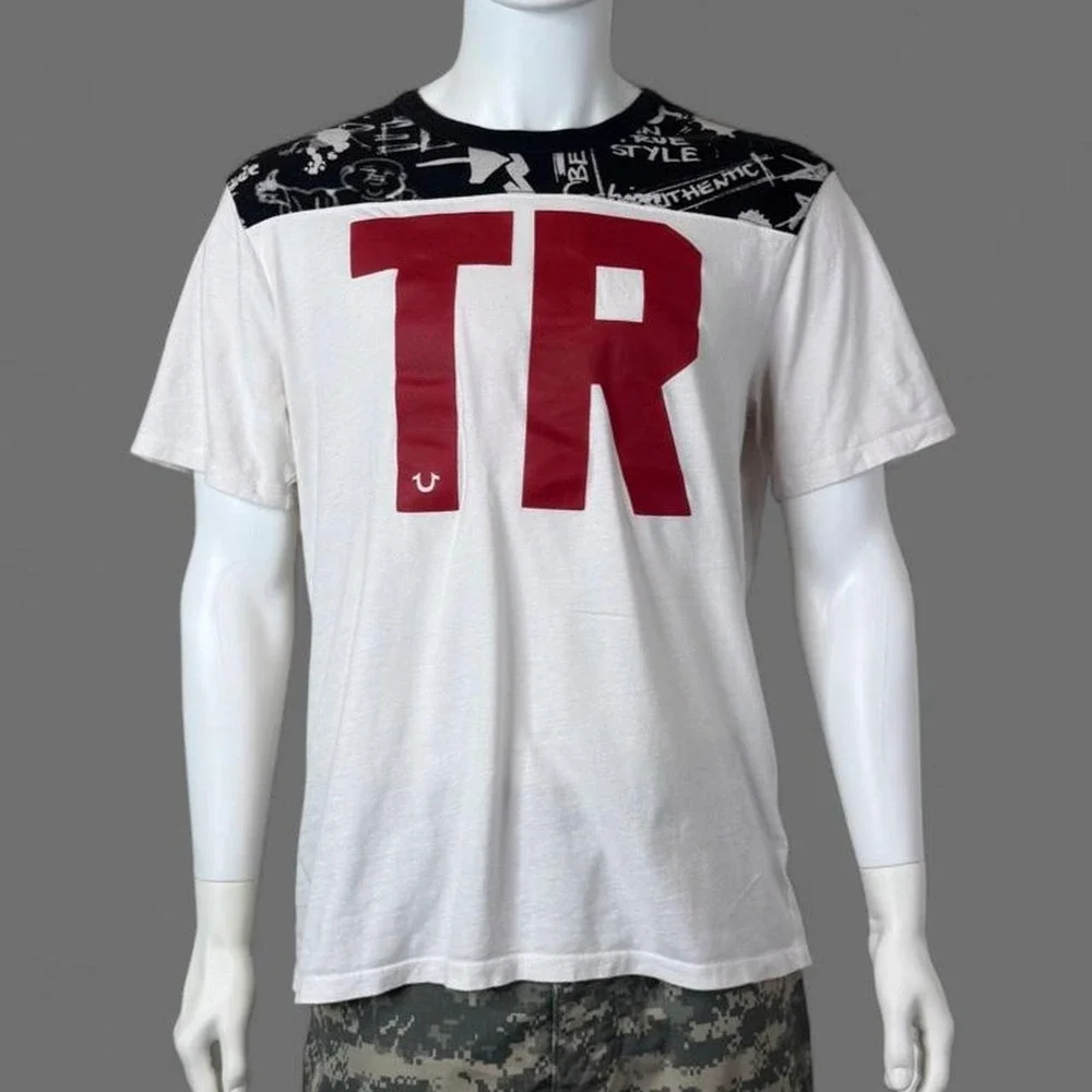True Religion World Tour TR 02 Graphic T-Shirt Men's XL White Red Black